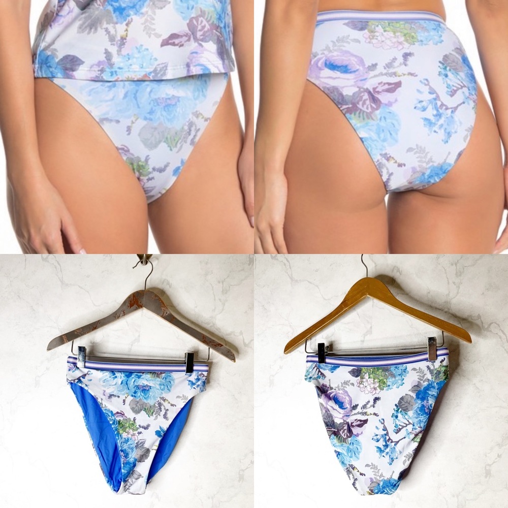 BECCA Floral High Waist High Leg Bikini Bottoms